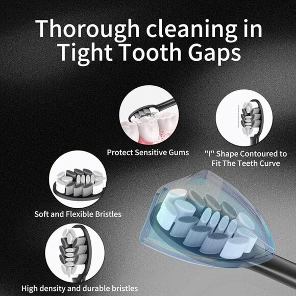 Electric Toothbrush Set with 10 Brush Heads and Travel case - Picture 4 of 7